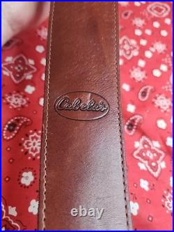 Levy's Cab1 Cabelas Stitched Leather Rifle Sling Suede Backed With Swivels