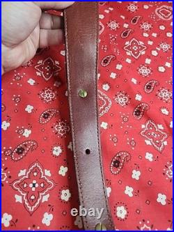 Levy's Cab1 Cabelas Stitched Leather Rifle Sling Suede Backed With Swivels