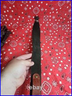 Levy's Cab1 Cabelas Stitched Leather Rifle Sling Suede Backed With Swivels