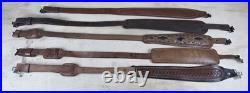 Lot Of 5 Vintage Leather Gun Rifle Slings Padded Hand Tooled Luxury Shotgun