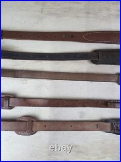 Lot Of 5 Vintage Leather Gun Rifle Slings Padded Hand Tooled Luxury Shotgun