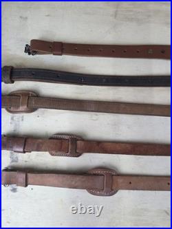 Lot Of 5 Vintage Leather Gun Rifle Slings Padded Hand Tooled Luxury Shotgun