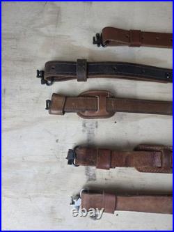 Lot Of 5 Vintage Leather Gun Rifle Slings Padded Hand Tooled Luxury Shotgun