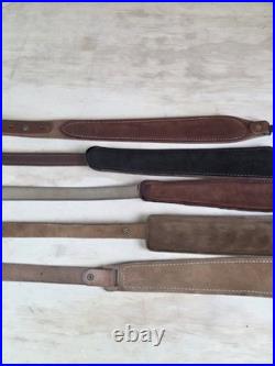 Lot Of 5 Vintage Leather Gun Rifle Slings Padded Hand Tooled Luxury Shotgun