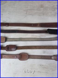 Lot Of 5 Vintage Leather Gun Rifle Slings Padded Hand Tooled Luxury Shotgun