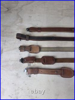 Lot Of 5 Vintage Leather Gun Rifle Slings Padded Hand Tooled Luxury Shotgun