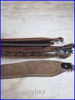 Lot Of 5 Vintage Leather Gun Rifle Slings Padded Hand Tooled Luxury Shotgun