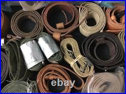 Lot of 32 Vintage Military Rifle Slings Canvas Leather Military WWII Vietnam