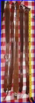 Lot of 7 Vintage Leather Gun Rifle Slings Bianchi Safari land Triple K Uncle