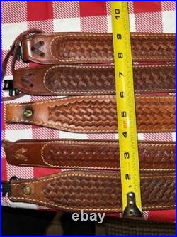 Lot of 7 Vintage Leather Gun Rifle Slings Bianchi Safari land Triple K Uncle