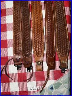 Lot of 7 Vintage Leather Gun Rifle Slings Bianchi Safari land Triple K Uncle