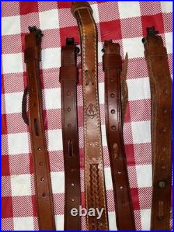 Lot of 7 Vintage Leather Gun Rifle Slings Bianchi Safari land Triple K Uncle