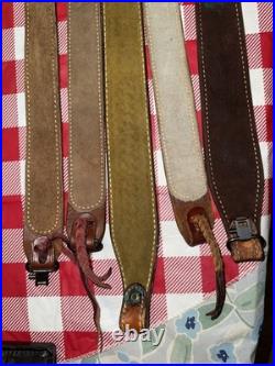 Lot of 7 Vintage Leather Gun Rifle Slings Bianchi Safari land Triple K Uncle