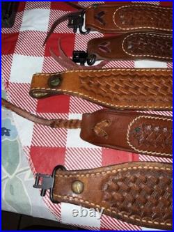 Lot of 7 Vintage Leather Gun Rifle Slings Bianchi Safari land Triple K Uncle