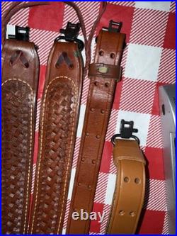Lot of 7 Vintage Leather Gun Rifle Slings Bianchi Safari land Triple K Uncle
