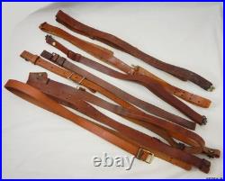 Lot of Brown Leather Rifle Carry Straps Slings Brauer, Bianchi, URS, Unmarked