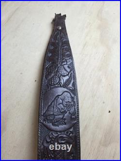 Luxury Vintage Leather Rifle Sling Hand Made Grizzly Mountain Rifle Sling Padded