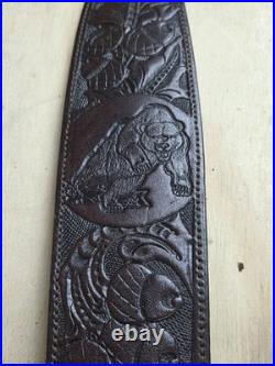 Luxury Vintage Leather Rifle Sling Hand Made Grizzly Mountain Rifle Sling Padded