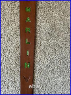 Marlin Brown Custom Leather Rifle Sling Hand Tooled And Made in the USA
