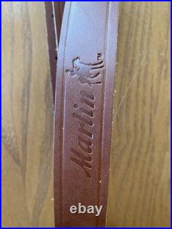 Marlin Brown Leather 3 Point Military Style Sling 1894 1895 336 Embossed Brass