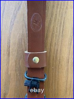 Marlin Brown Leather 3 Point Military Style Sling 1894 1895 336 Embossed Brass