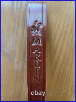Marlin Brown Leather Adjustable Sling 1 Embossed Logo OEM 1894 1895 336 Swivels