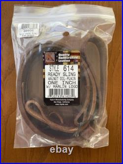 Marlin Brown Leather Adjustable Sling 1 Embossed Logo OEM 1894 1895 336 Swivels