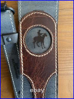 Marlin Leather Rifle Sling Engraved Logo 336 1894 1895 Gray Brown With Swivels