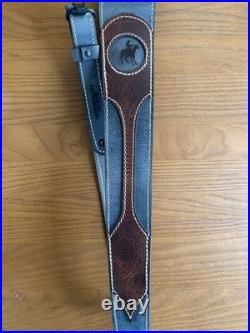 Marlin Leather Rifle Sling Engraved Logo 336 1894 1895 Gray Brown With Swivels