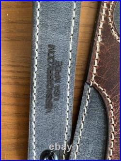 Marlin Leather Rifle Sling Engraved Logo 336 1894 1895 Gray Brown With Swivels