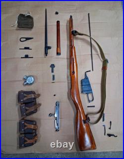 Mosin-Nagant m44 Rifle Parts Kit Stock Bolt Bayonet Sling Pouches 7.62x54R