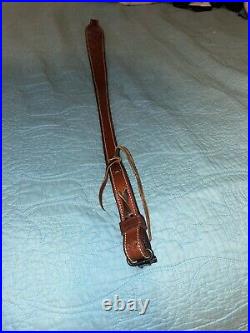 Murray Leather Co. Adjustable Cobra Style Rifle Tooled Leather Sling, QD Swivels