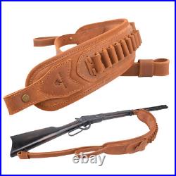 NEW Cow Hide Leather Rifle Shell Holder Sling Strap for. 30-30.308,12GA. 22LR