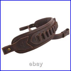 NEW Cow Hide Leather Rifle Shell Holder Sling Strap for. 30-30.308,12GA. 22LR