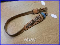 NICE Sharp Shooter 6802 Leather padded rifle Sling With Swivels Buck Etched Ex
