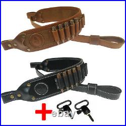 New Leather Ammo Cartridge Shell Holder Rifle Gun Sling Carry Straps with Swivel