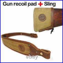 New Leather Canvas Rifle Recoil Pad Shotgun Buttstock Protector + Matched Sling