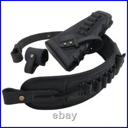 No Drill Leather Gun Sling Loop Mount with Rifle Cheek Rest Shell Holder for