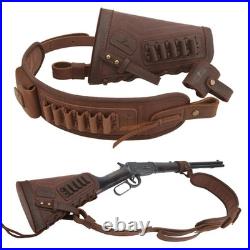 No Drill Leather Gun Sling with Cheek Rest & Shell Holder for. 357 30-30 45-70 1