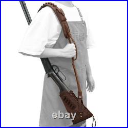 No Drill Leather Gun Sling with Cheek Rest & Shell Holder for. 357 30-30 45-70 1