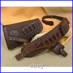 No Drill Leather Rifle Buttstock, Gun Sling Strap with Barrel Mount for. 308.22LR