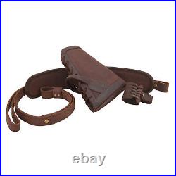 No Drill Leather Rifle Buttstock, Gun Sling Strap with Barrel Mount for. 308.22LR