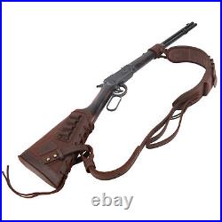 No Drill Leather Rifle Buttstock, Gun Sling Strap with Barrel Mount for. 308.22LR