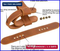 No Drill Leather Rifle Sling with Stock Barrel Mount Universal fit lever Rifles