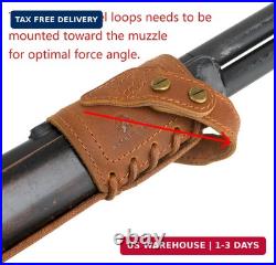 No Drill Leather Rifle Sling with Stock Barrel Mount Universal fit lever Rifles