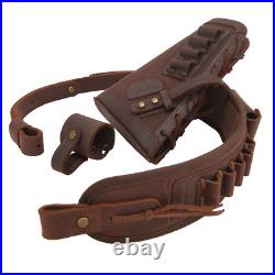 No Drill Needed Leather Rifle Buttstock with Gun Sling for. 357.308.45/70.22