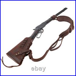 No Drill Needed Leather Rifle Buttstock with Gun Sling for. 357.308.45/70.22