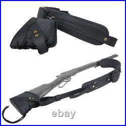 No Drill Set of Canvas Leather Rifle Shotgun Buttstock with Gun Sling Strap