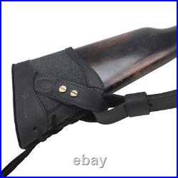 No Drill Set of Canvas Leather Rifle Shotgun Buttstock with Gun Sling Strap