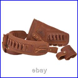 No-Drill Set of Leather Gun Buttstock Cover, Ammo Sling, Barrel Mount for Rifle
